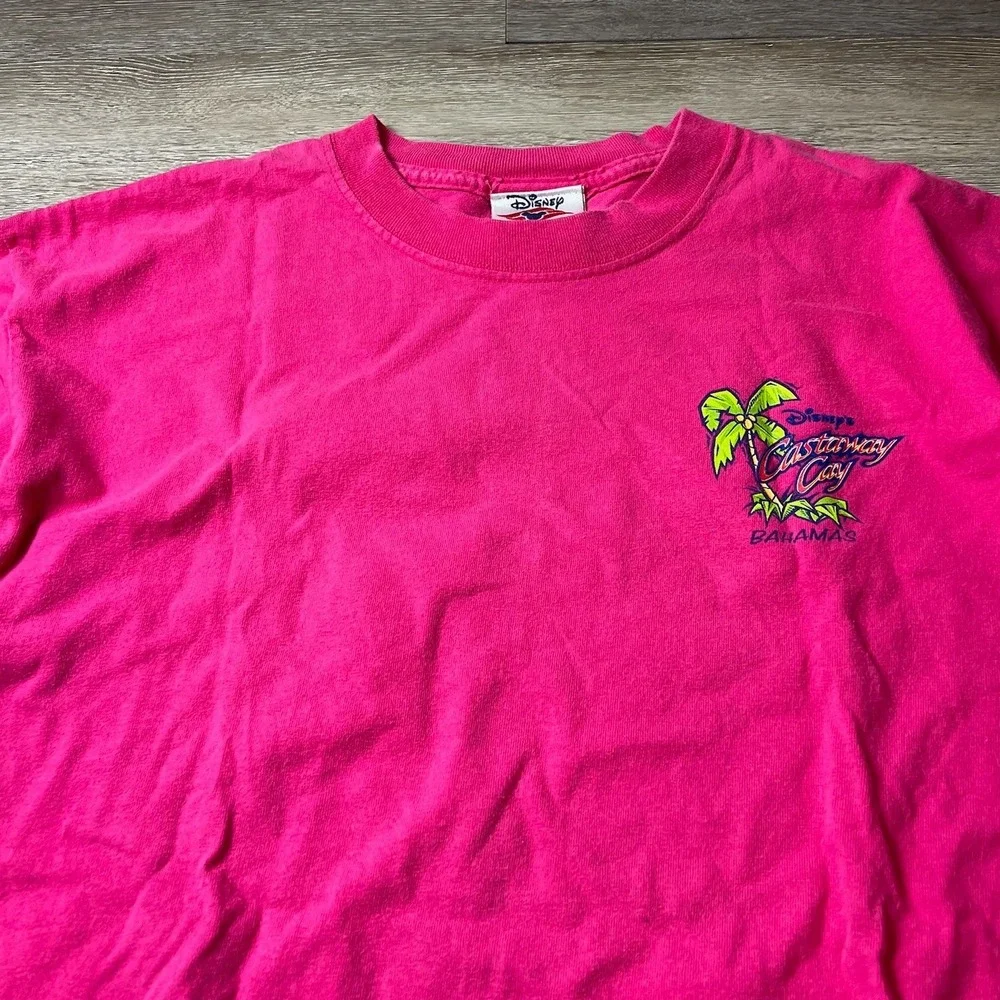 Disney Cruise Line T-Shirt Unisex Large Hot Pink Castaway Cay Bahamas Graphic